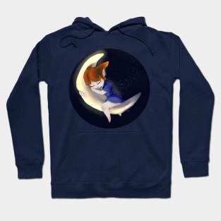 fox cub on the moon Hoodie